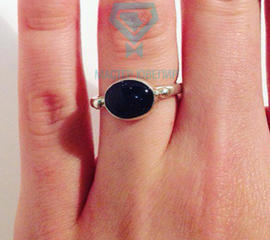 Женское серебряное кольцо с звездчатым сапфиром на заказ